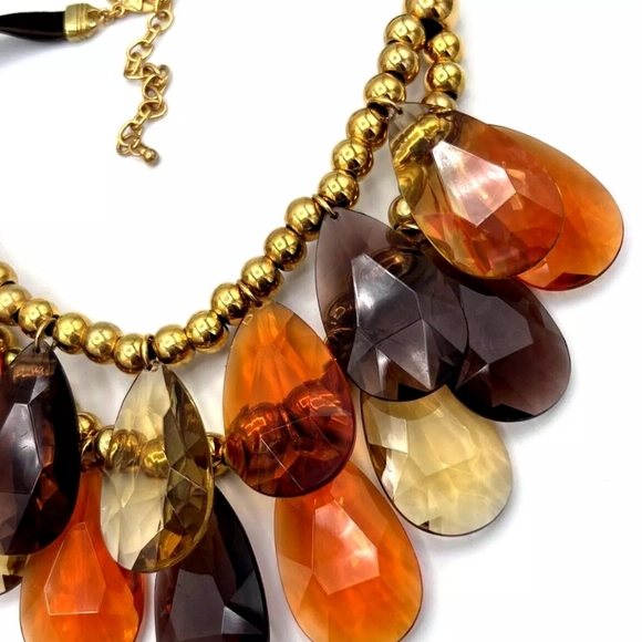 Joan Rivers Vintage Chunky Faceted Teardrop Lucite Beads Bib Necklace - Picture 5 of 10